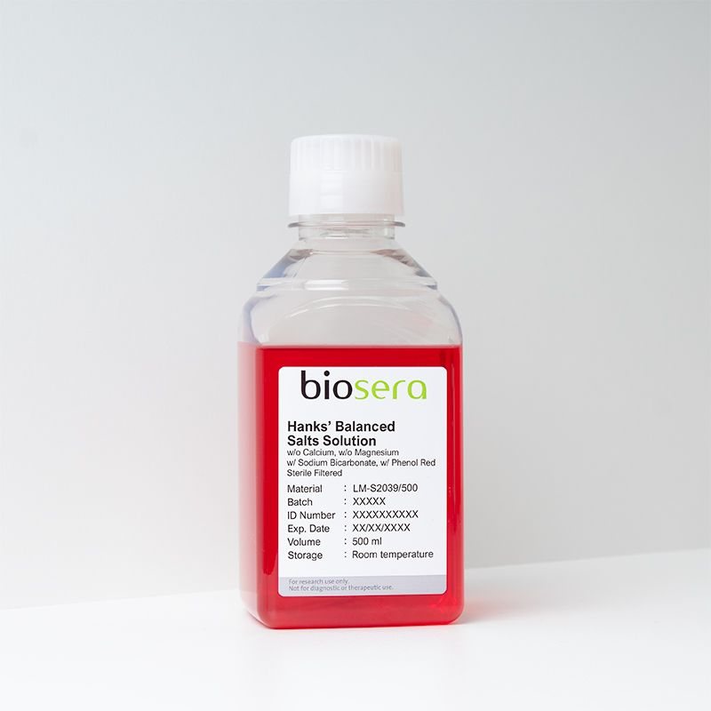 HBSS w/o Calcium, w/o Magnesium, w/ Sodium Bicarbonate, w/ Phenol Red
