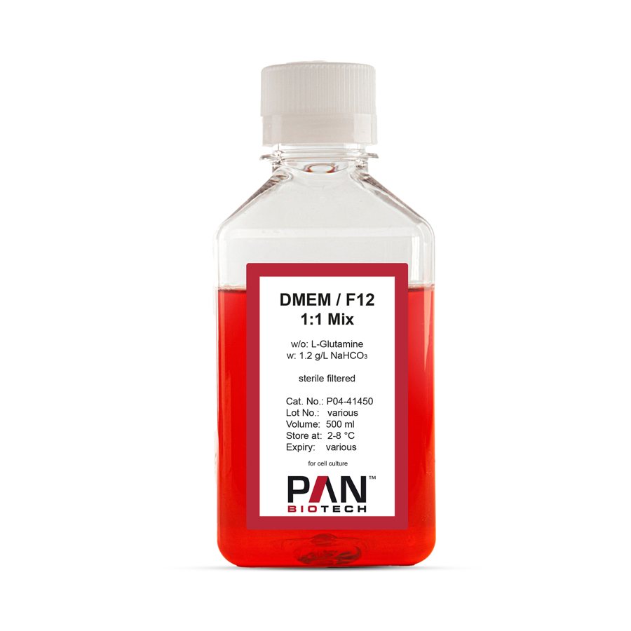 DMEM/F12 (1:1), w/o L-Glutamine, w/ 1.2 g/L NaHCO₃